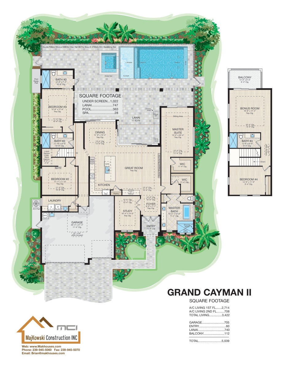 Grand Cayman 2-Story Model, Key West Version published floor plan